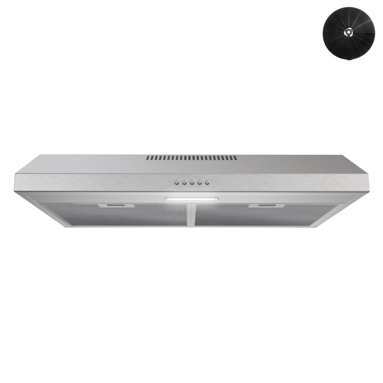 Streamline 30 In. T-3727-1-CL Vinadio Convertible Undermount 80 CFM Range Hood In Brushed Stainless Steel With Mesh Filters, Push Button Control, LED Light