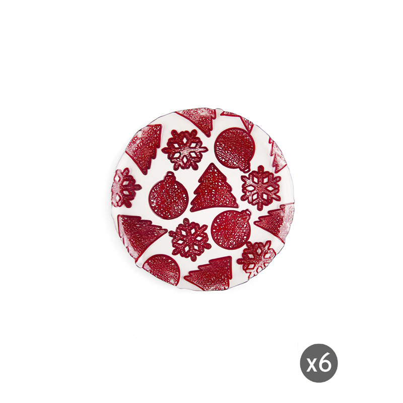 Set Of 6 Xmas Dessert Plate