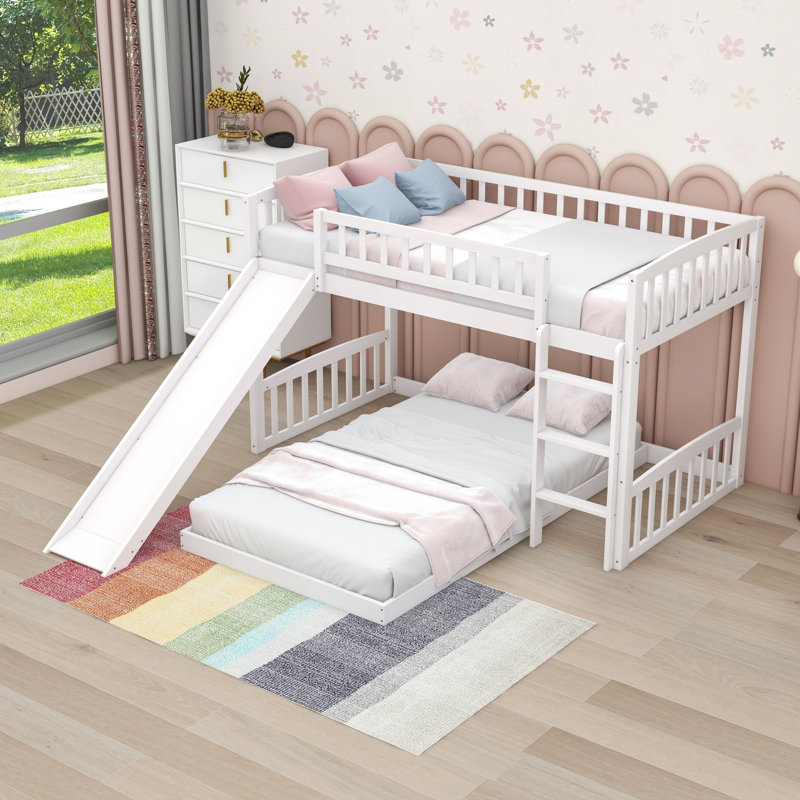 Evelene Kids Twin Over Twin Bunk Bed, White