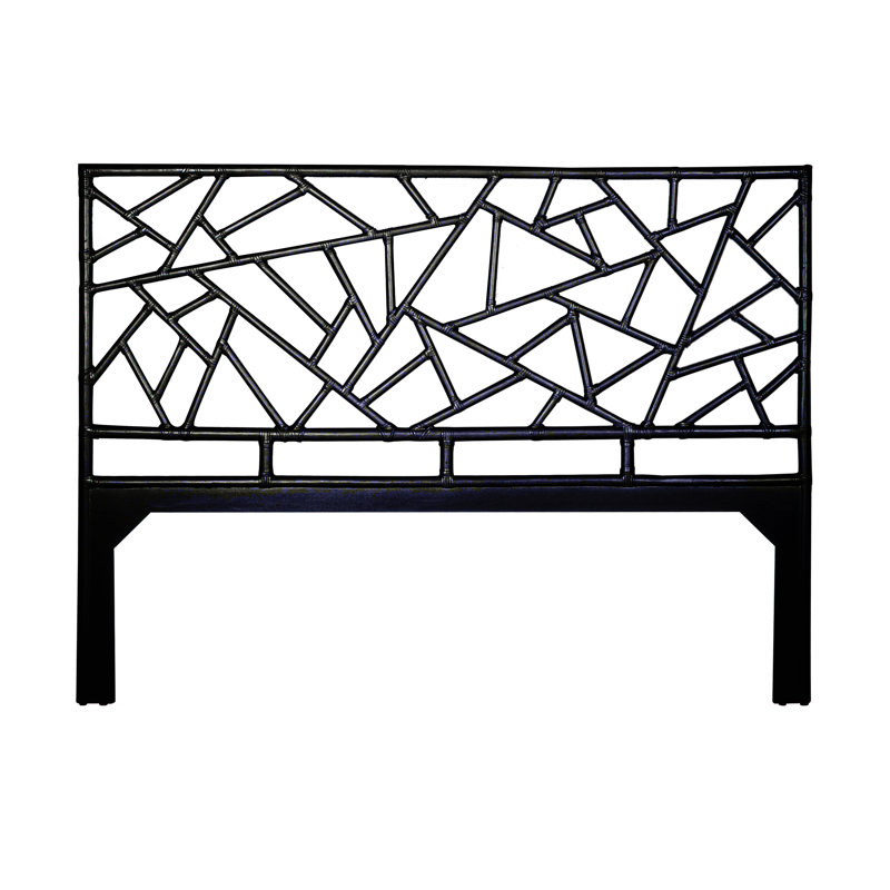 Tiffany Wicker/Rattan Open-Frame Headboard, Black, King