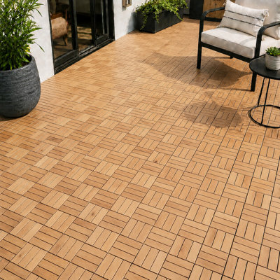 12'' L x 12'' W Solid Wood Interlocking Deck Tile
