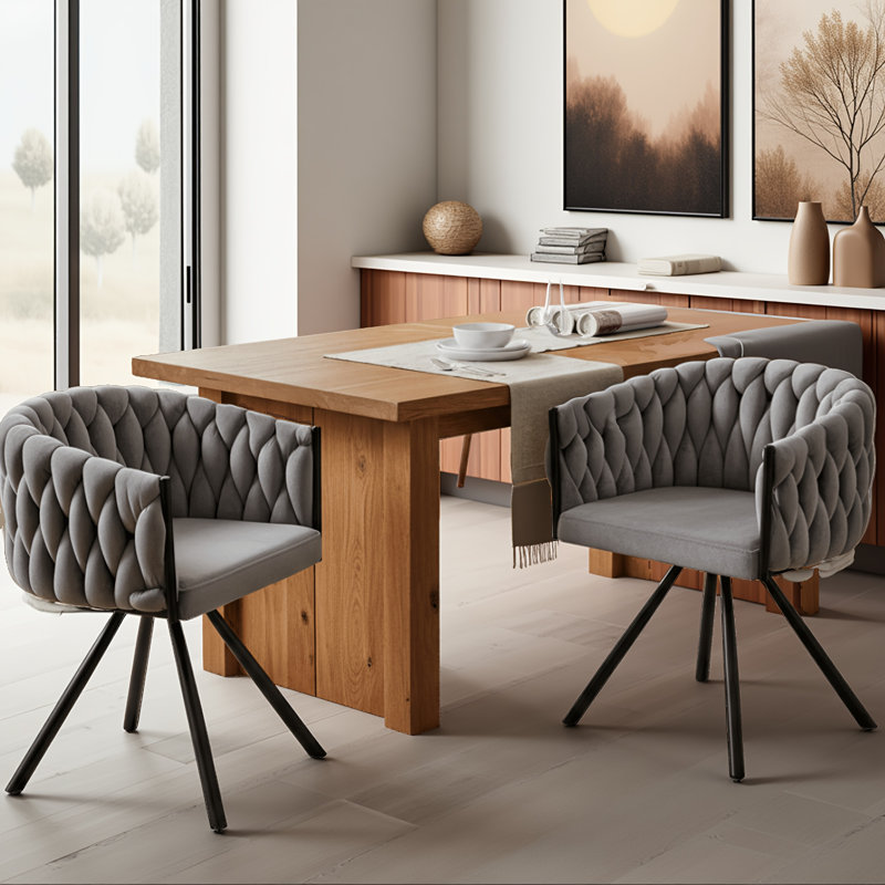 Chaises pivotantes en velours capitonné clair de luxe clair - Sièges d'appoint rembourrés en métal moderne, 2, Gris