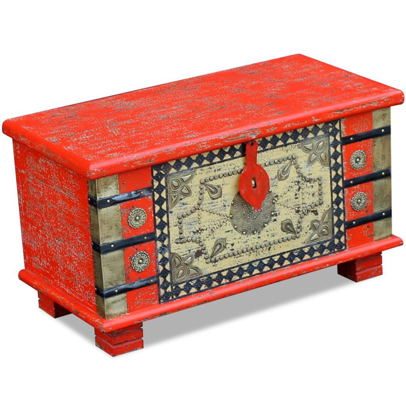 Solid Wood Accent Trunk, Red