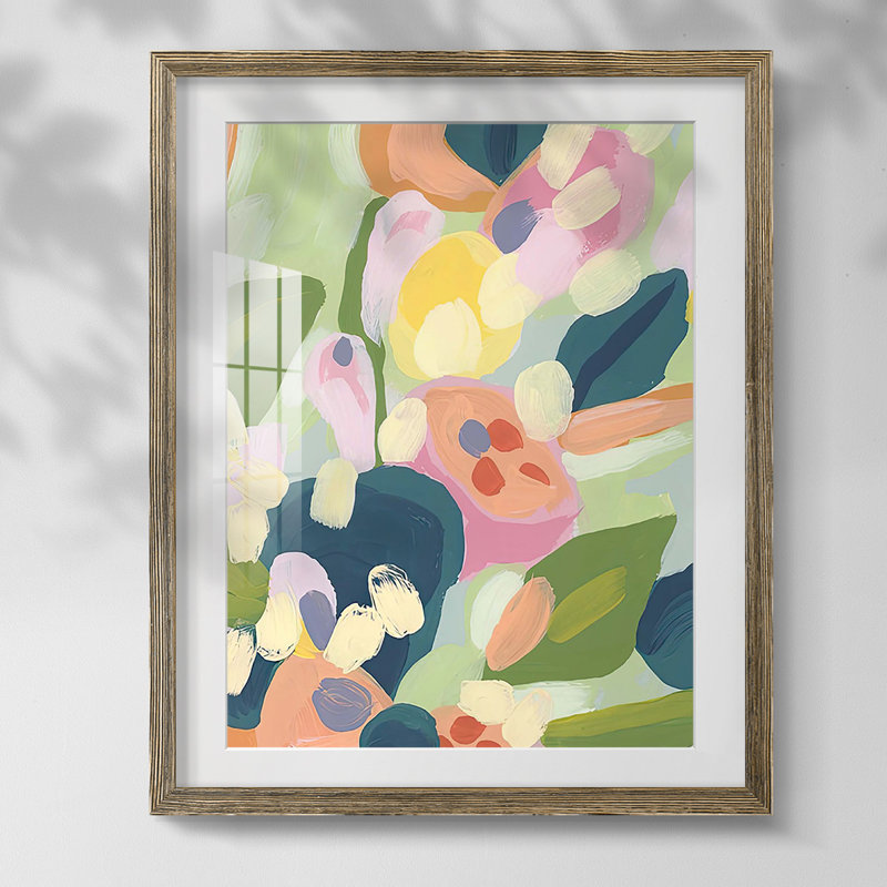 Brushy Tropics IV, reproduction encadrée, Papier avec cadre noyer, Blanc