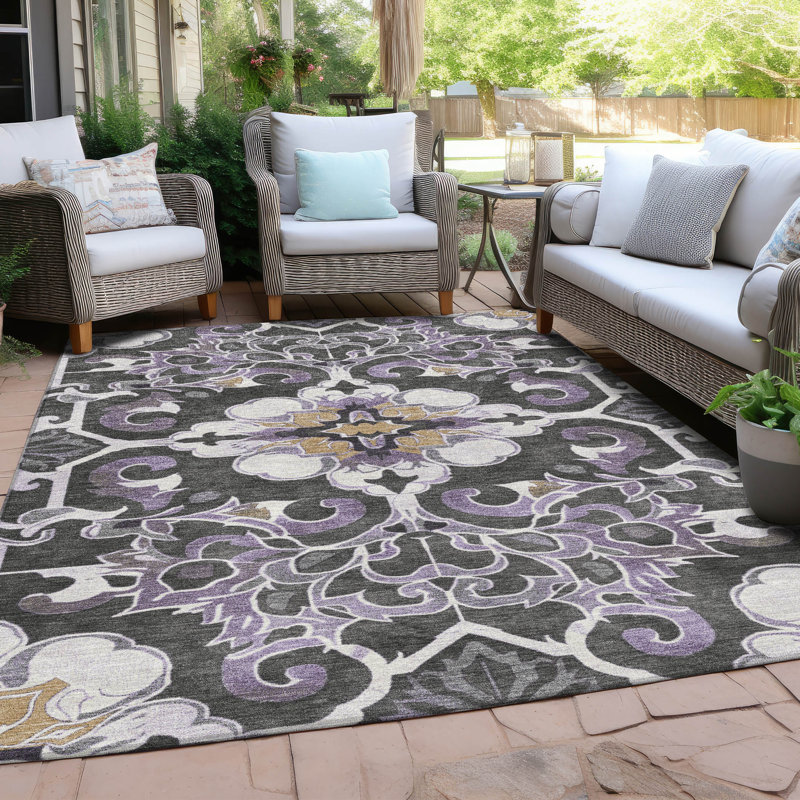 Machine Washable Indoor/Outdoor Xhevrie Purple Rug, Rectangle 10' x 14'