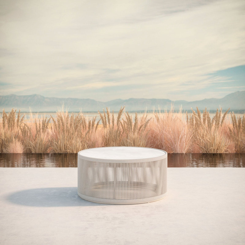 Malta Round Coffee Table Dekton Top, Birch, Helena