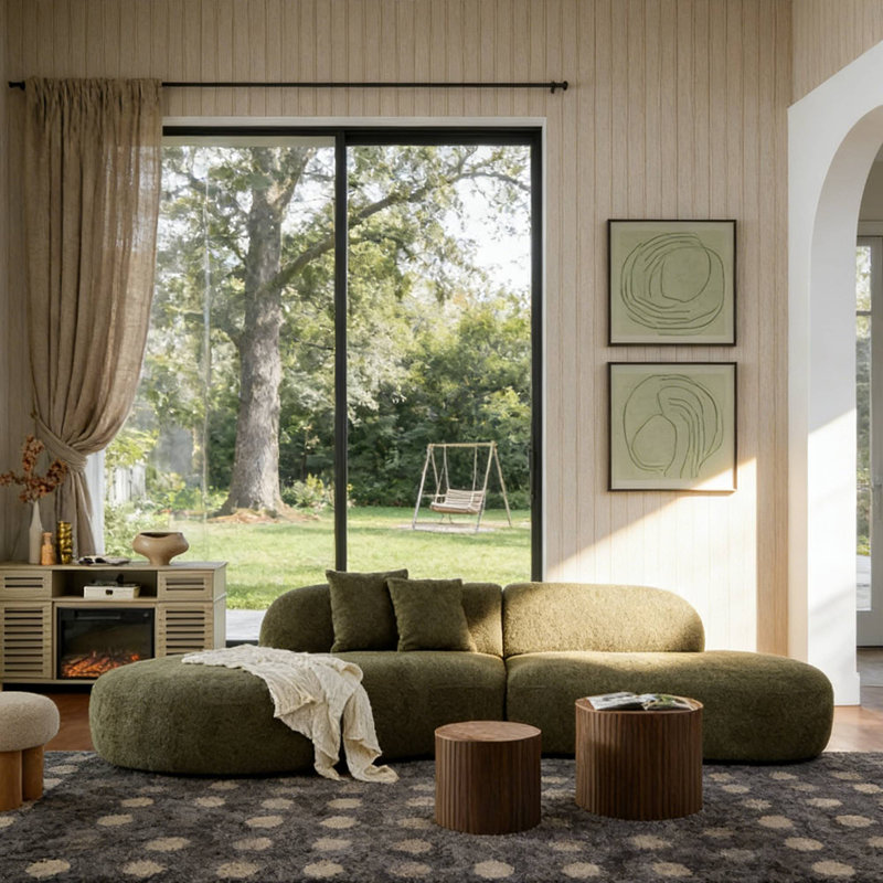 Chic Statement Sofa Great For Living Room Leisure Moments & Modern Interior Style(Left), Green (Left)