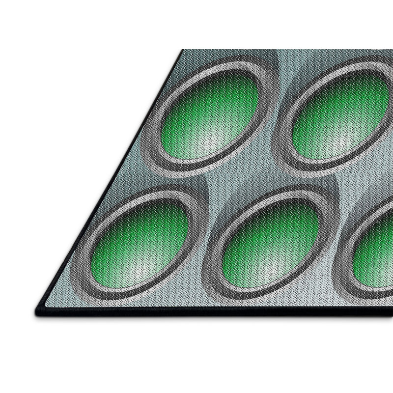 Tapis vert/gris à motifs, Rectangle 2 pi x 5 pi