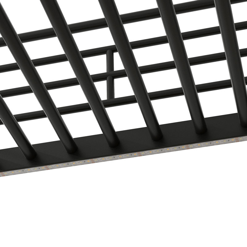 Lit mezzanine double en métal noir avec bureau, escalier de rangement, petite armoire et 7 couleurs à DEL, espace élégant de taille compacte, livré avec