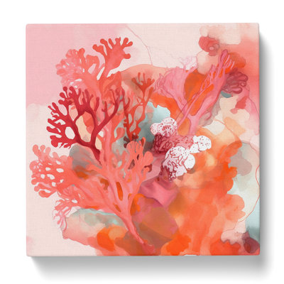 Coral Gestural Art No.1 - Wrapped Canvas