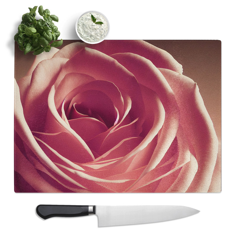 Beguiling Rose Flower  Glass Chopping Board