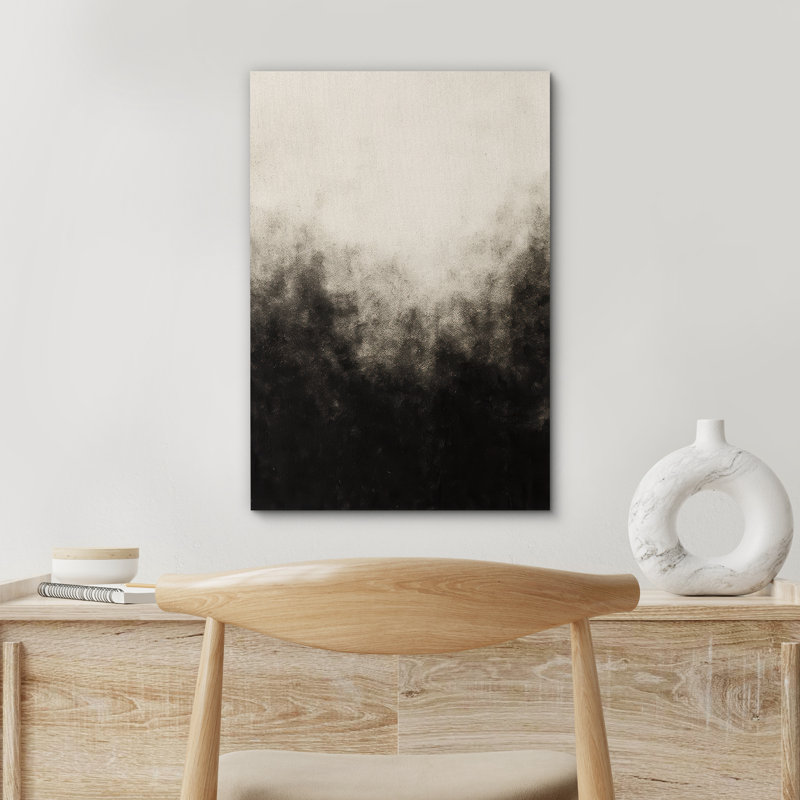 «Misty Landscape Art», impression sur toile encadrée en noir et blanc, H 36 po x l 24 po x P 1,5 po, Toile tendue