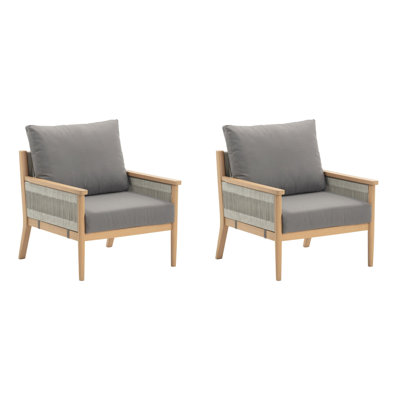 Acacia Wood Patio Chair With Rope Accent