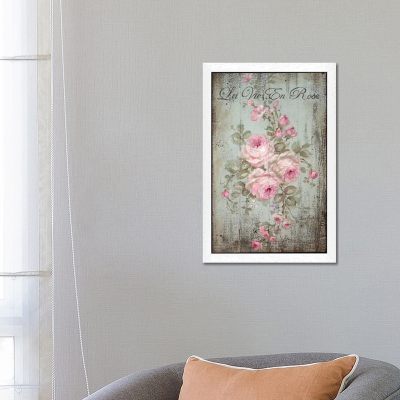 La Vie En Rose by Debi Coules - Wrapped Canvas Painting, 66.04 cm H x 45.72 cm W, White Framed