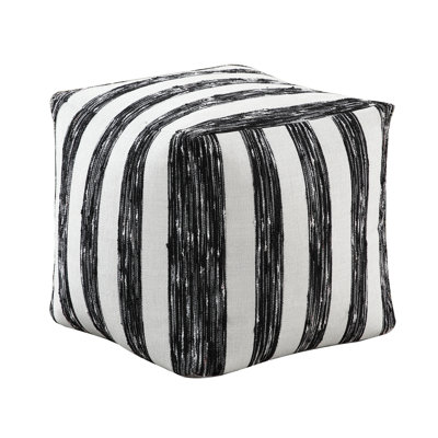 Pouf rayé noir et blanc, plancher antidérapant, capacité de poids de 300 lb, 16 po x 16 po x 16 po, rembourré de perles, fermeture à glissière en tissu moderne et rayures, carré de 300 lb 16 po, fermeture à glissière, merveilleusement assemblé