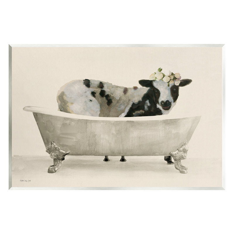 Vache dans une baignoire antique par Stellar Design Studio, H 13 po x l 19 po x P 0,5 po