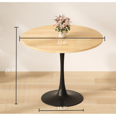 Table de cuisine moderne ovale, 24 pouces avec plateau et support en métal géométrique pour le salon, salle à manger facile à nettoyer
