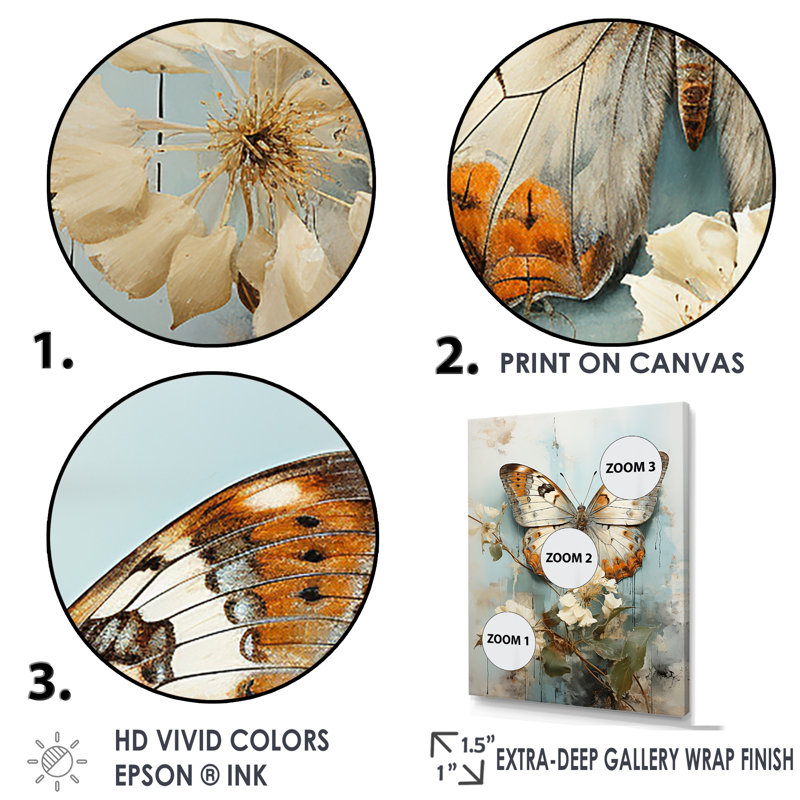«Transcendent Neutrals Portray Butterflies I» - Décoration murale papillon, H 44 po x l 34 po x P 1,5 po, Cadre photo noir