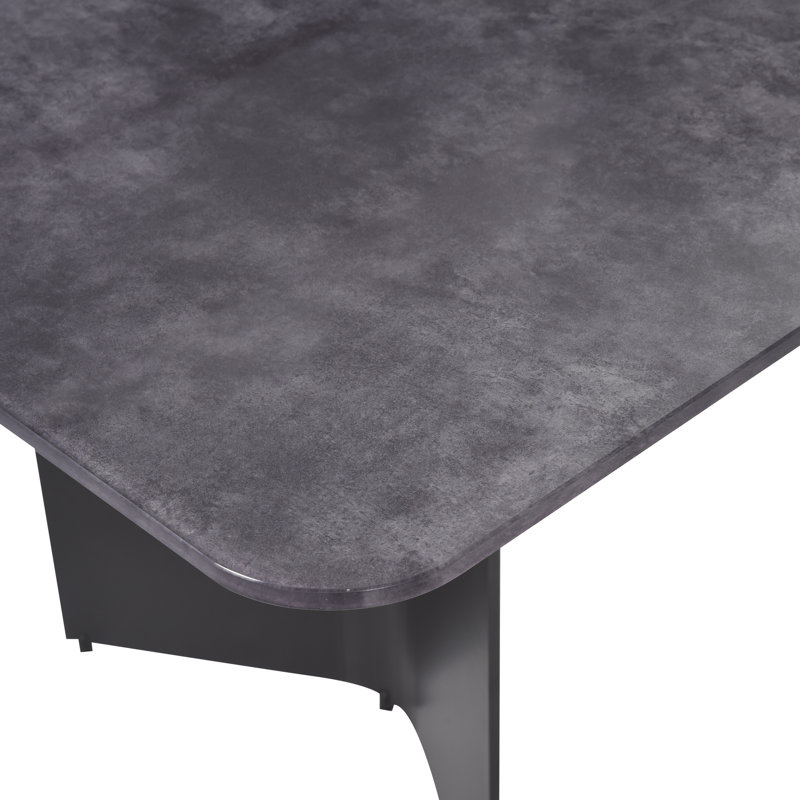 Ensemble de salle à manger moderne 7 pièces avec plateau en verre trempé et chaises rembourrées Arechiga, Gris, Mauve
