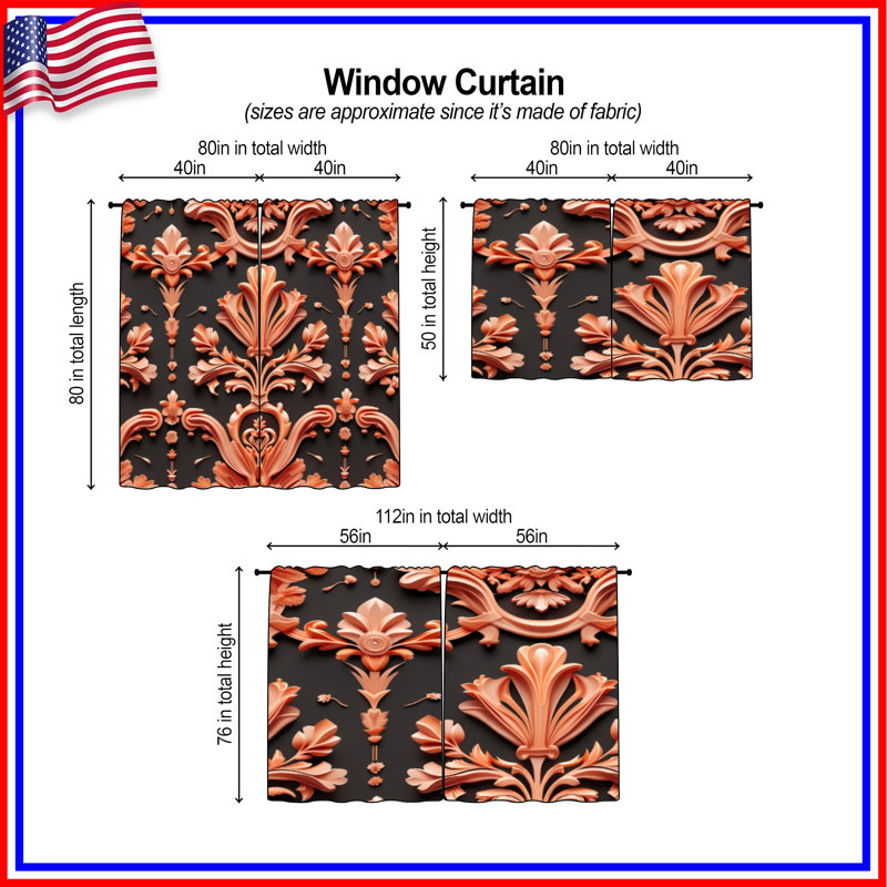 Ornement de rideaux de fenêtre Ornate, 112 po x 78 po - 2 panneaux, Room Darkening