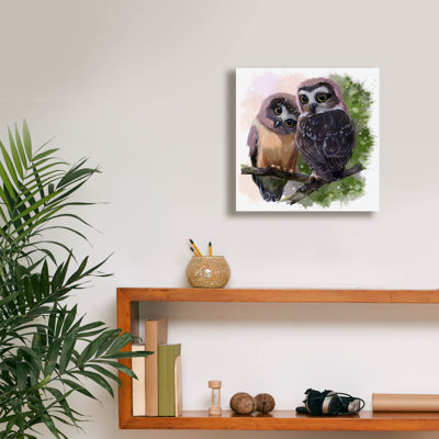  «Two Northern Saw-whet Owls» par Kajenna, art mural sur toile, 12 po x 12 po