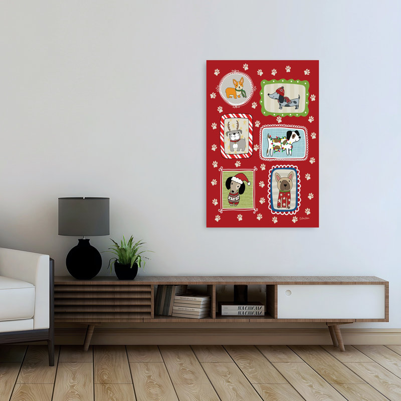 Holiday Hounds Whimsical Abstract Contemporary Dog Wall Art, 48" H x 32" W