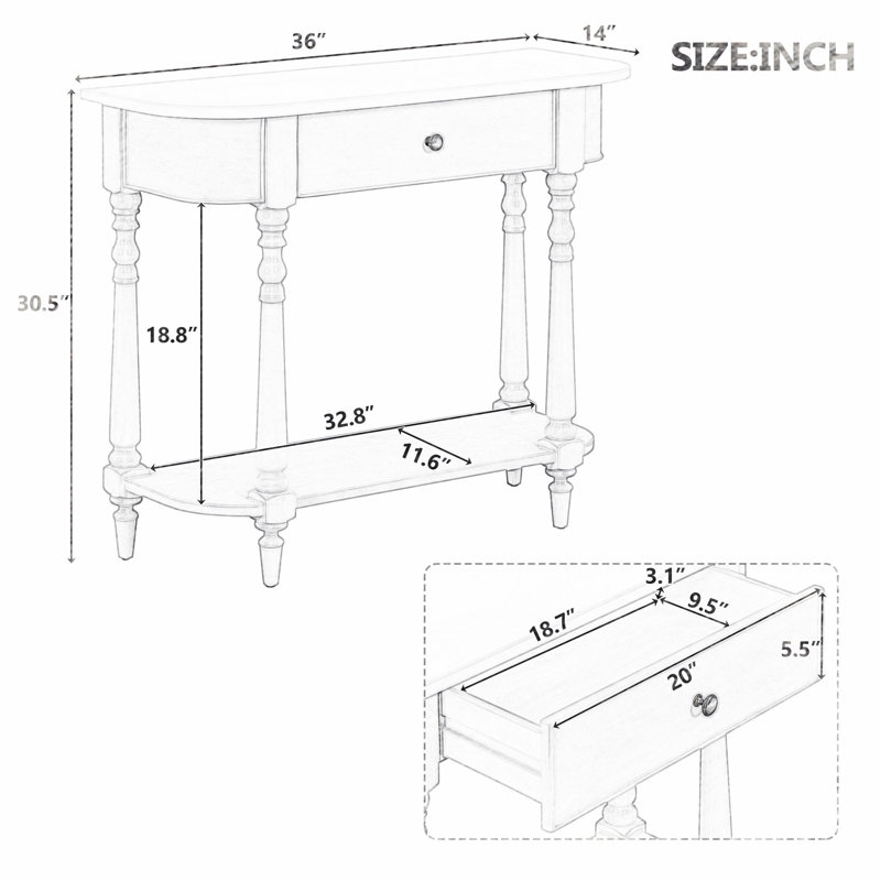 Charmante console rétro avec rangement polyvalent et design exquis