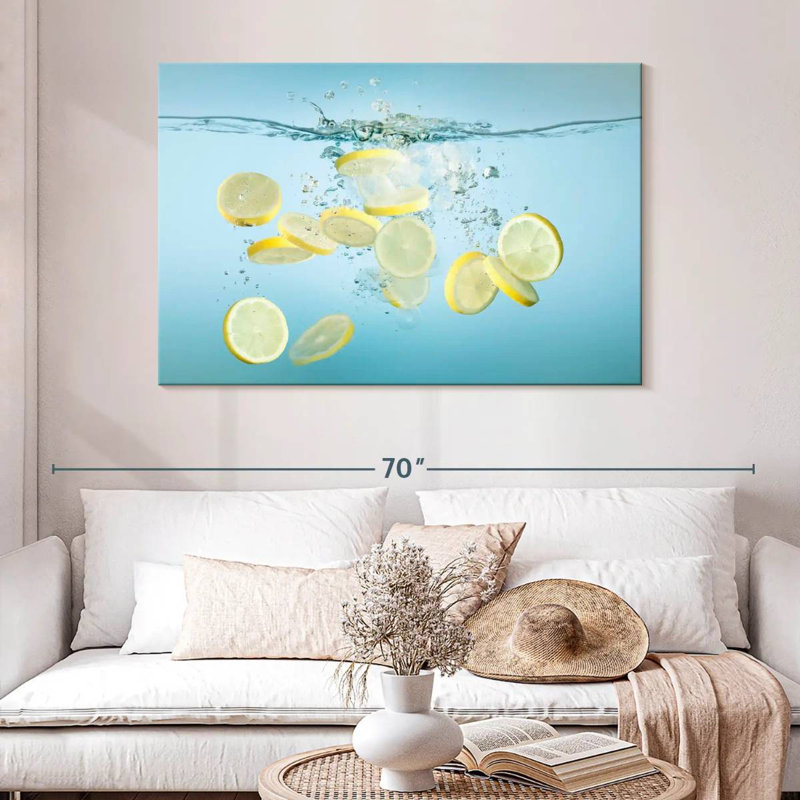 Yarlin tranches de citron dans l'eau, H 32 po x l 48 po