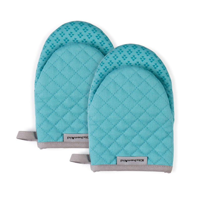 KitchenAid Asteroid Solid Textured Mini Oven Mitt, Aqua