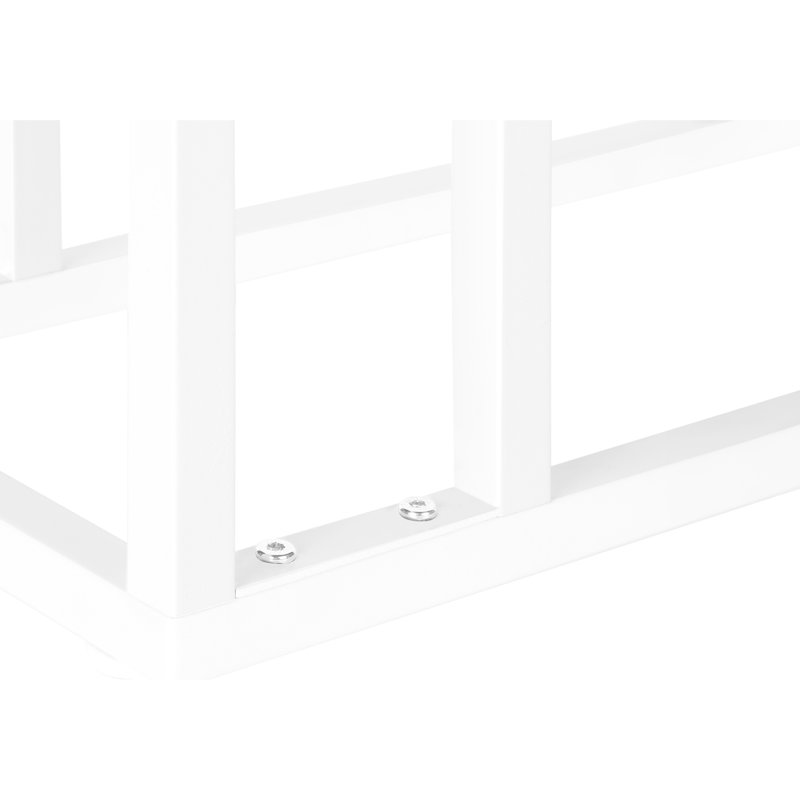 Table d'appoint moderne - Plateau en stratifié blanc et structure métallique stable.