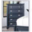 Commode 1 pièce de style transitionnel avec glissières à roulement à billes, quincaillerie en nickel et finition bleu ardoise pour les chambres à coucher modernes