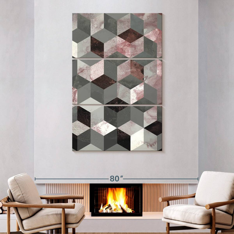 Avery Cubes Rose, 74" H x 48" W