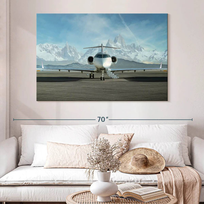 Mehar Snowy Mountains Private Jet, 34" H x 51" W