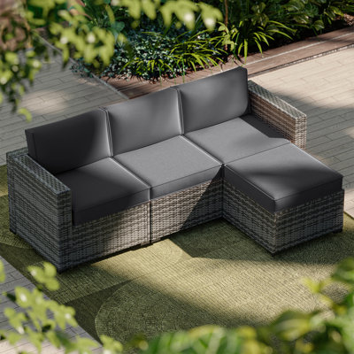 7-pcs Patio Cushion Cover Replacements – 4" Thick Water-repellent For 4-seat Sectional Sofa