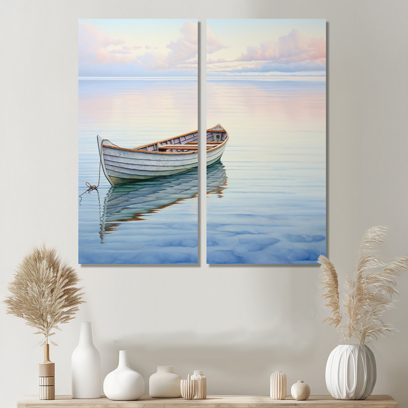 Bateau harmonieux Horizon II - art mural moderne, 20" H x 24" W, Wrapped Canvas, Does Not Apply