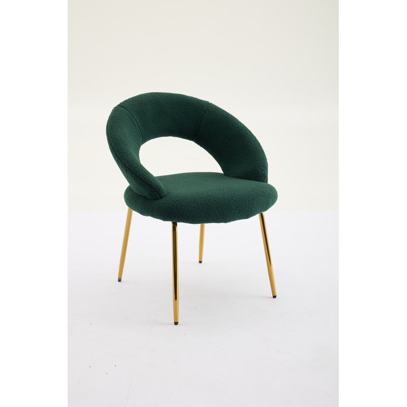 Chaises de salle à manger avec dossier incurvé et pieds en métal doré, Teddy Green