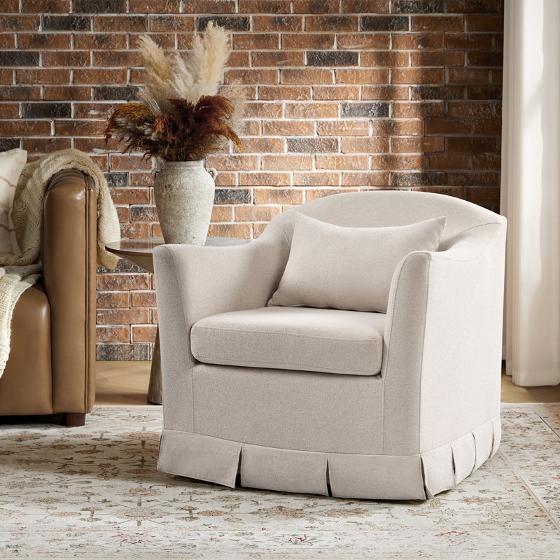 Mcgee Modern Farmhouse Slipcovered Swivel Armchair, Linen Polyester