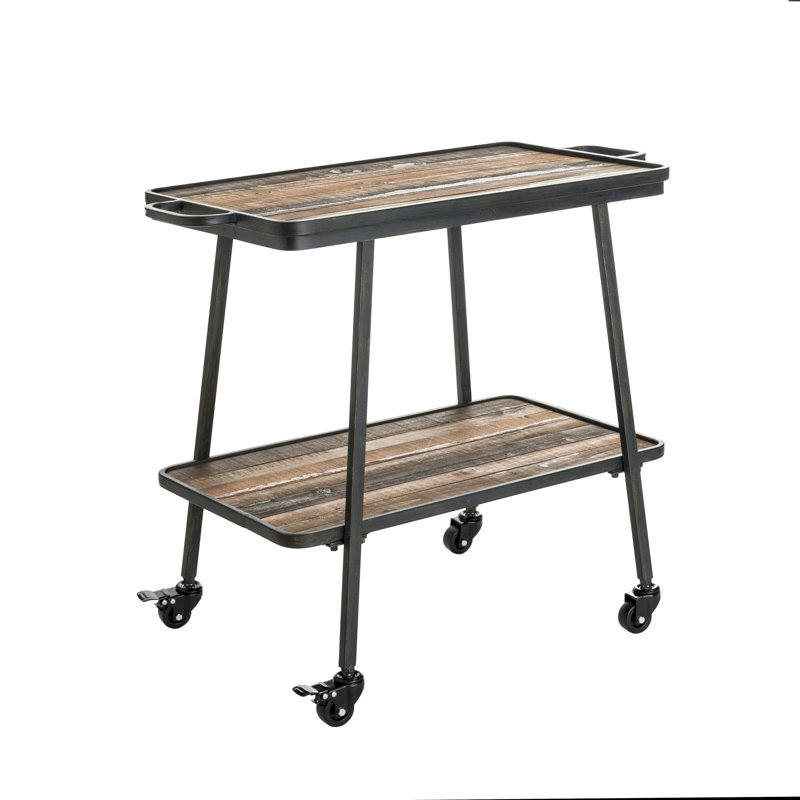 Adore Decor Felix 2-Tier Bar Cart, Black