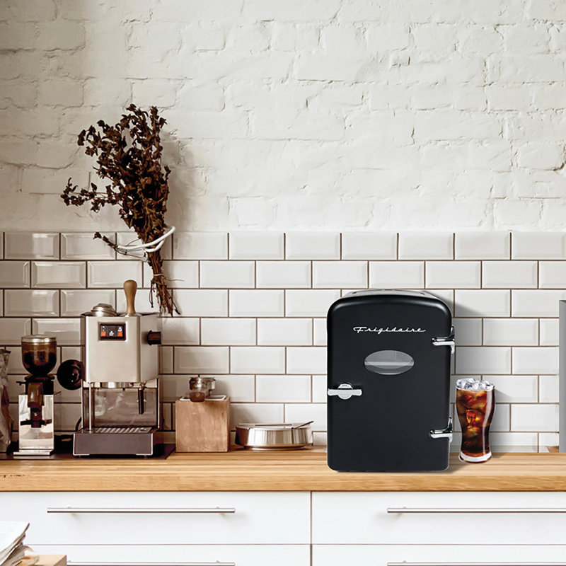 Frigidaire® 9-Can 48-Watt Portable Retro Mini Refrigerator, Black, Blac