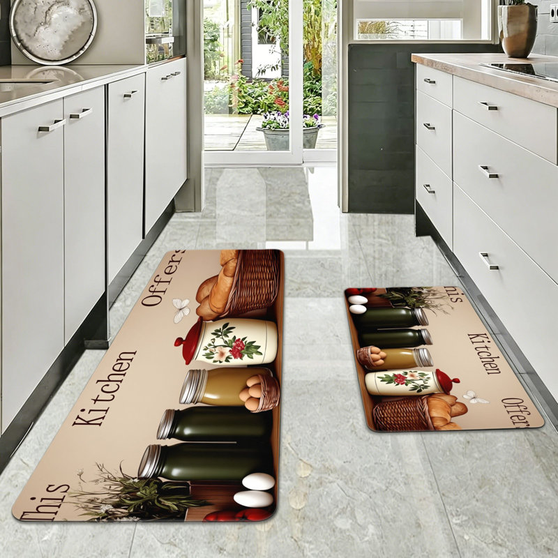 Tapis de cuisine rétro 2 pièces «This Kitchen offres» à imprimé campagne et campagnard