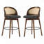 Tabouret de comptoir en bois d'hévéa de 26 po de hauteur avec dossier en rotin Nasra-122002029-129682434