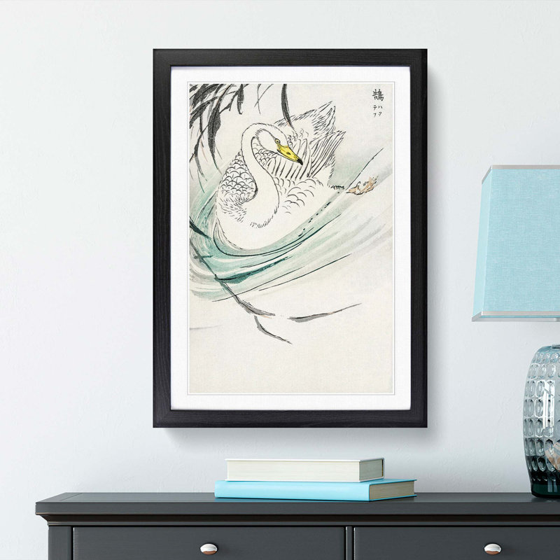 Whooper Swan by Numata Kashu - Framed Print, Black, 76cm H x 50cm W x 2cm D
