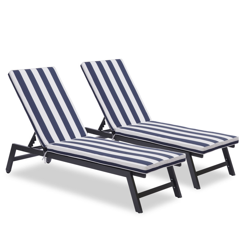 2PCS Coussin de chaise longue pour l'extérieur, 2, Bleu