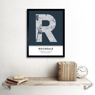 Rochdale England United Kingdom City Map Navy - Single Picture Frame Typography