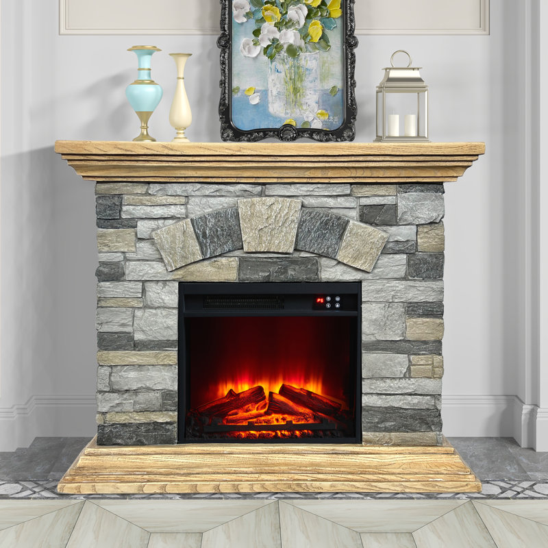 Iseminger 40"  Electric Fireplace, Light Tan
