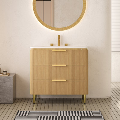 Nolan Modern Vanity With Sintered Stone Basin And  Storage  Drawers