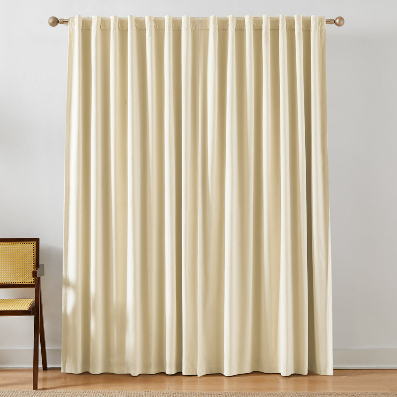Ensemble de 2 panneaux de rideau occultant en velours terran crème, Crème, crème