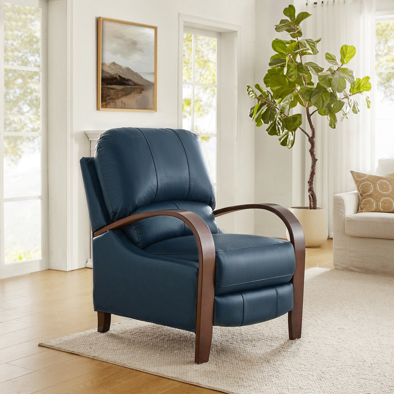 Fauteuil inclinable standard en cuir véritable Hardge, Cuir véritable turquoise