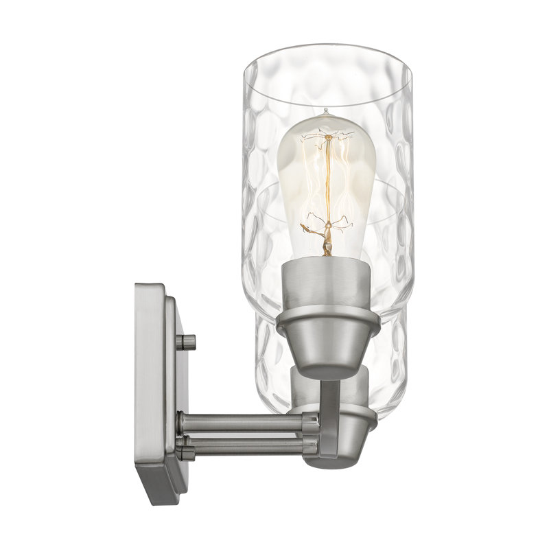 Luminaire pour salle de bain 2 lumières avec verre d'eau transparent Gilliard, Nickel brossé