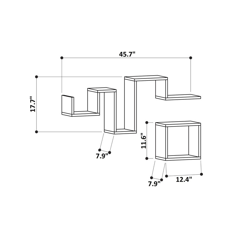Morse 2 Piece Floating Shelf, White